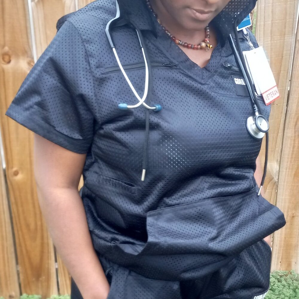 Double layered mesh medical scrubs